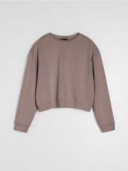 Bluza basic - brązowy. Brązowe bluzy sportowe Sinsay, l, bez wzorów, z dzianiny, bez kaptura. Za 45.99 zł.