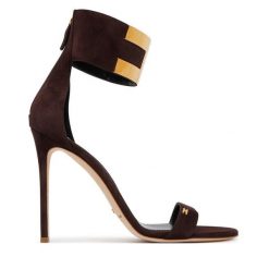 Sandały Elisabetta Franchi. Brązowe sandały Elisabetta Franchi, bez wzorów, bez obcasa, na szpilce, bez zapięcia. Za 2,549.00 zł.