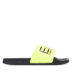 Klapki EA7 Emporio Armani. Żółte klapki EA7 Emporio Armani, bez wzorów, bez obcasa. Za 169.99 zł.