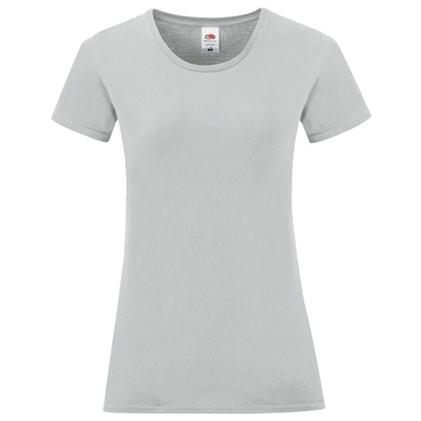 Koszulka Damska Z Bawełny Czesanej Iconic. Szare bluzki FRUIT OF THE LOOM, bez wzorów, z bawełny, sportowe, bez kołnierzyka, bez ramiączek. Za 35.99 zł.