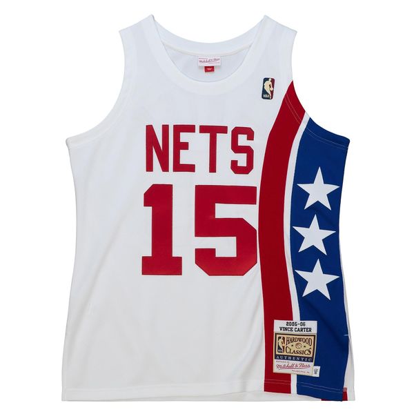 Koszulka Nba New Jersey Nets Vince Carter. Białe bluzki Mitchell & Ness, bez wzorów, z jersey, sportowe, bez kołnierzyka, bez ramiączek. W wyprzedaży za 889.50 zł.