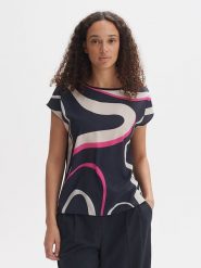 OPUS Koszulka w kolorze granatowym rozmiar: 36. Niebieskie bluzki Opus, bez wzorów, bez kołnierzyka, bez ramiączek. Za 86.99 zł.