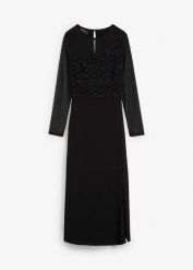 Sukienka wieczorowa z koronką. Czarne sukienki bonprix, bez wzorów, z koronki, eleganckie, bez kołnierzyka, bez ramiączek. Za 249.99 zł.