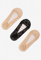 Czarno-Beżowe Koronkowe Skarpety Typu Balerinki 3-Pack Tilisea. Czarne skarpety Renee, bez wzorów, z koronki. Za 9.99 zł.