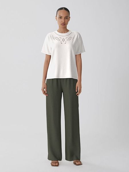 Vila Koszulka "Vipavia" w kolorze białym rozmiar: L. Białe bluzki Vila, l, bez wzorów, z bawełny, bez kołnierzyka, bez ramiączek. Za 61.17 zł.