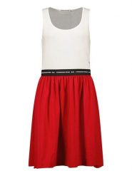 Canadian Peak Sukienka "Jodieak" w kolorze biało-czerwonym rozmiar: XXL. Białe sukienki Canadian Peak, xxl, bez wzorów, z bawełny, bez kołnierzyka, bez ramiączek, midi, rozkloszowane. Za 82.99 zł.