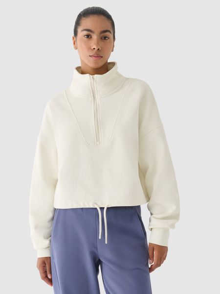 4F Bluza dresowa bez kaptura damska 4F x Anna Lewandowska - biała S. Białe bluzy 4f, s, bez wzorów, z bawełny, bez kaptura. W wyprzedaży za 119.99 zł.