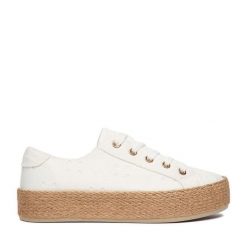 Espadryle JENNY. Białe espadryle Jenny, bez wzorów, bez obcasa, bez zapięcia. Za 99.99 zł.