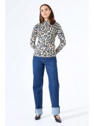 Garcia Koszulka w kolorze czarno-beżowym rozmiar: XS. Brązowe bluzki Garcia, xs, bez wzorów, z bawełny, bez kołnierzyka, bez ramiączek. Za 61.17 zł.