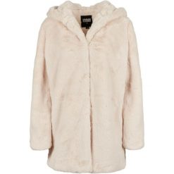 Płaszcz Damski Z Kapturem Teddy Fleece. Białe płaszcze Urban Classics, bez wzorów, z kapturem. Za 275.99 zł.
