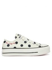 Converse Trampki Chuck Taylor All Star Lift Platform Polka Dots A10689C Beżowy. Brązowe trampki Converse, bez wzorów, z materiału, bez zapięcia. Za 289.99 zł.