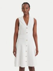 Guess Sukienka dzianinowa W6GK53 Z0658 Biały Regular Fit. Białe sukienki Guess, xxl, z aplikacjami, z dzianiny, bez kołnierzyka, bez ramiączek. Za 669.99 zł.