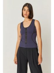 SKFK Top "Irane" w kolorze granatowym rozmiar: 42. Niebieskie topy SKFK, bez wzorów, bez kołnierzyka, bez ramiączek. Za 187.99 zł.