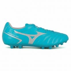 Buty sportowe dla dorosłych do gry w piłkę Monarcida Neo II Sel AG. Niebieskie obuwie sportowe Mizuno, bez zapięcia, do piłki nożnej. Za 129.99 zł.