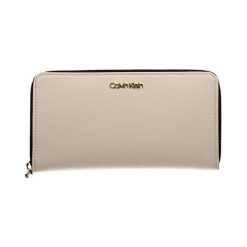 Portfel w kolorze beżowym. Brązowe portfele Calvin Klein, bez wzorów, z materiału. W wyprzedaży za 269.95 zł.