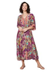 Ipanima Sukienka w kolorze fioletowym ze wzorem rozmiar: 34/36. Różowe sukienki Ipanima, bez wzorów, bez kołnierzyka, bez ramiączek, maxi, rozkloszowane. Za 78.99 zł.