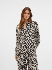 Vero Moda Bluzka w kolorze czarno-beżowym rozmiar: XL. Brązowe bluzki Vero Moda, s, bez wzorów, z wiskozy, klasyczne, bez kołnierzyka, bez ramiączek. Za 79.21 zł.
