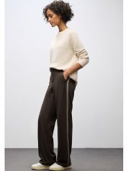 Cecil Spodnie w kolorze ciemnobrązowym rozmiar: W40/L30. Brązowe spodnie materiałowe Cecil, l, bez wzorów, z materiału, z podwyższonym stanem. Za 198.10 zł.