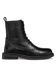 Geox Botki D Serilda D56WYG 00043 C9999 Czarny. Czarne botki Geox, z aplikacjami, ze skóry, bez obcasa, na płaskiej podeszwie, bez zapięcia. Za 589.99 zł.