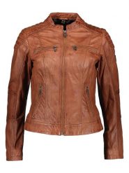 HIS Skórzana kurtka w kolorze jasnobrązowym rozmiar: 44. Brązowe kurtki HIS, bez wzorów, ze skóry, bez kaptura. Za 478.99 zł.