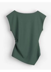 Asymetryczny top z wygodnego materiału scuba. Zielone topy bonprix, bez wzorów, z asymetrycznym kołnierzem, bez ramiączek. Za 74.99 zł.