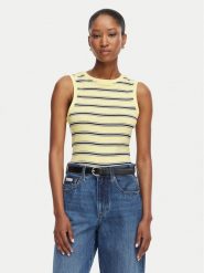 Tommy Hilfiger Top WW0WW50025 Żółty Regular Fit. Żółte topy TOMMY HILFIGER, l, bez wzorów, z bawełny, bez kołnierzyka, bez ramiączek. Za 129.99 zł.
