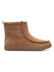 Clarks Skórzane botki "Barleigh Pull" w kolorze jasnobrązowym rozmiar: 41. Brązowe botki Clarks, bez wzorów, z nubiku, bez obcasa, na platformie, bez zapięcia. Za 245.54 zł.