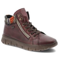 Czerwone Botki Rieker Ocieplane Buty Damskie. Czerwone botki Rieker, bez wzorów, bez obcasa, bez zapięcia. Za 439.00 zł.