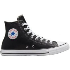 Trampki Converse Chuck Taylor HI Leather, Dla obu płci. Czarne obuwie sportowe Converse, ze skóry, bez zapięcia. Za 490.00 zł.