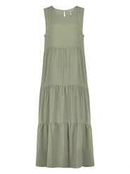 Sublevel Sukienka w kolorze oliwkowym rozmiar: S. Brązowe sukienki Sublevel, s, bez wzorów, z wiskozy, bez kołnierzyka, bez ramiączek, midi. Za 82.99 zł.