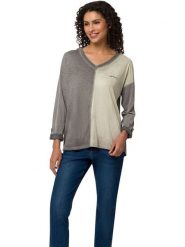 Heine Bluzka w kolorze szaro-beżowym rozmiar: 38. Brązowe bluzki Heine, bez wzorów, bez kołnierzyka, bez ramiączek. Za 69.58 zł.