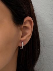 Lodie Silver Srebrne kolczyki-kreole z cyrkoniami rozmiar: onesize. Szare kolczyki Lodie Silver, z cyrkonią, srebrne. Za 92.42 zł.