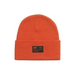 Czapka dzianinowa Surplus damska Superdry. Brązowe czapki Superdry, z aplikacjami, z dzianiny. Za 123.30 zł.