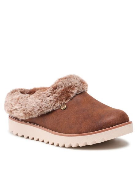 Skechers Kapcie BOBS Winter Rock 113423/BRN Brązowy. Brązowe obuwie domowe Skechers, bez wzorów, z materiału, bez zapięcia. Za 139.99 zł.
