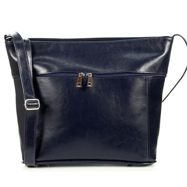 Listonoszka skórzana granatowa DAN-A T339. Niebieskie torebki klasyczne DAN-A, bez wzorów, ze skóry, przez ramię, bez dodatków. Za 349.99 zł.