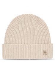 Tommy Hilfiger Czapka Cashmere Chic Beanie AW0AW15321 Beżowy. Brązowe czapki TOMMY HILFIGER, bez wzorów, z materiału. Za 379.99 zł.