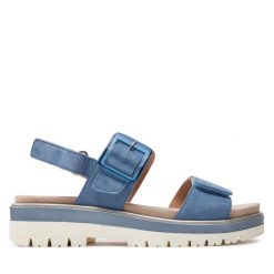 Sandały Ara. Niebieskie sandały Ara, bez wzorów, bez obcasa, na płaskiej podeszwie, bez zapięcia. Za 299.99 zł.