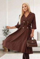 Elegancka żakietowa sukienka Marietta w czekoladowym kolorze OVERSIZE PLUS SIZE XXL. Brązowe sukienki Moda Size Plus Iwanek, do pracy, l, bez wzorów, z elastanu, biznesowe, bez kołnierzyka, plus size, bez ramiączek, mini, oversize. Za 325.00 zł.
