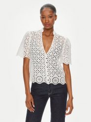 Morgan Bluzka 241-CFLAM Biały Regular Fit. Białe bluzki Morgan, bez wzorów, z bawełny, bez kołnierzyka, bez ramiączek. Za 469.99 zł.