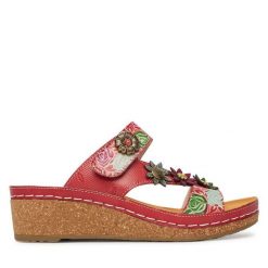 Klapki Laura Vita. Czerwone klapki Laura Vita, bez wzorów, bez obcasa. Za 429.99 zł.