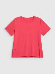 4F Koszulka treningowa loose szybkoschnąca damska - koralowa XL. Czerwone bluzki 4f, xl, bez wzorów, z materiału, klasyczne, bez kołnierzyka, bez ramiączek. Za 79.99 zł.