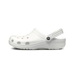 Japonki Crocs Classic, Dla obu płci. Białe klapki Crocs, bez wzorów, z materiału, bez obcasa. Za 291.00 zł.