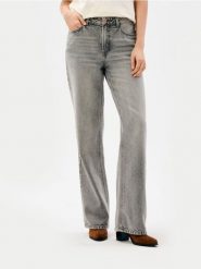 Jeansy wide leg high waist z efektem sprania - szary. Szare jeansy Sinsay, bez wzorów, z podwyższonym stanem. Za 49.99 zł.