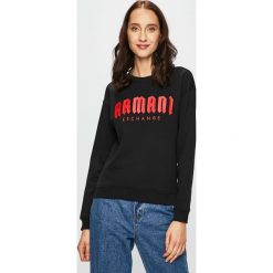 Armani Exchange - Bluza. Czarne bluzy Armani Exchange, m, z aplikacjami, z bawełny, bez kaptura. W wyprzedaży za 269.90 zł.