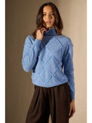 Perfect Cashmere Kaszmirowy sweter "Selania" w kolorze błękitnym rozmiar: M. Niebieskie swetry Perfect Cashmere, m, bez wzorów, z kaszmiru, bez ramiączek. Za 294.97 zł.