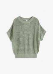 Sweter oversize z mieszanki bawełny. Brązowe swetry bonprix, bez wzorów, z bawełny, bez ramiączek. Za 84.99 zł.