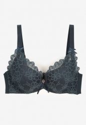 Ciemnozielony Koronkowy Biustonosz z Regulowanymi Ramiączkami Tinalle. Zielone biustonosze Renee, bez wzorów, z koronki. Za 39.99 zł.
