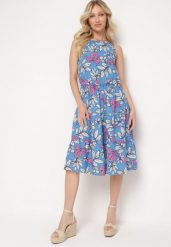 Niebieska Sukienka Mennotia. Niebieskie sukienki Born2be, na co dzień, m, bez wzorów, eleganckie, bez kołnierzyka, bez ramiączek, midi, proste. Za 44.99 zł.