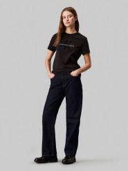 CALVIN KLEIN JEANS Koszulka w kolorze czarnym rozmiar: S. Czarne bluzki Calvin Klein Jeans, s, bez wzorów, z bawełny, bez kołnierzyka, bez ramiączek. Za 114.44 zł.