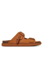 D.Franklin Klapki DFSH407001 Brązowy. Brązowe klapki D.Franklin, bez wzorów, ze skóry, bez obcasa. Za 299.99 zł.